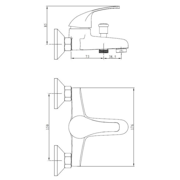 смеситель для ванны esko kansas (ks 54)