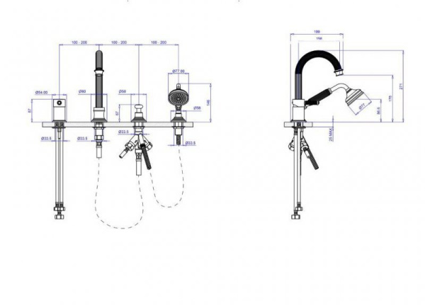 смеситель на борт ванны cezares aphrodite-bvdm-02-bi