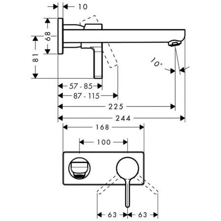 смеситель для раковины с выпуском hansgrohe metris s 31163000