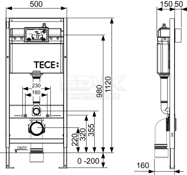 инсталяции в туалет tece profil k440200 с кнопкой смыва белый глянец