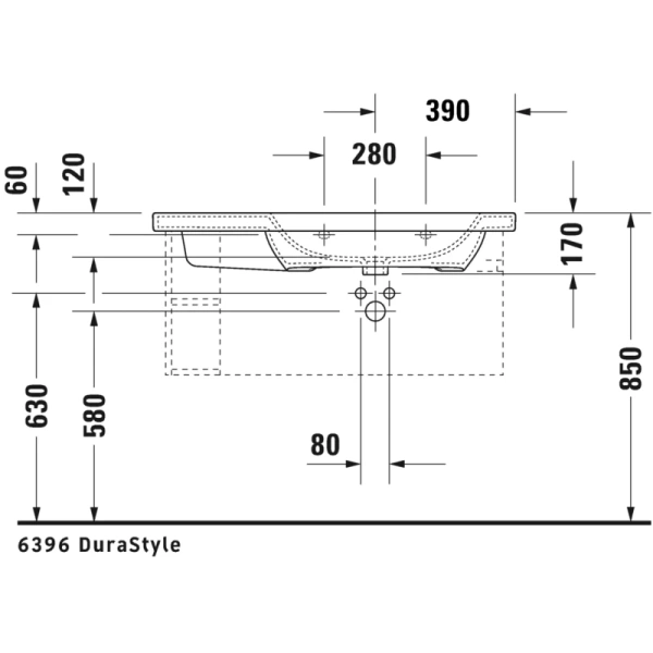 раковина полувстраиваемая duravit durastyle 2326100000