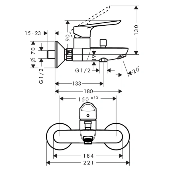 смеситель для ванны hansgrohe logis e 71415000