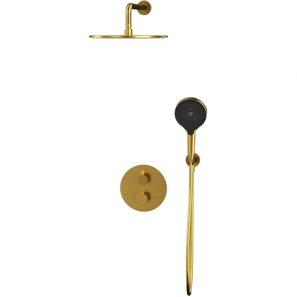душевой комплект whitecross y yset08topgl 300 мм, с термостатом, золотой