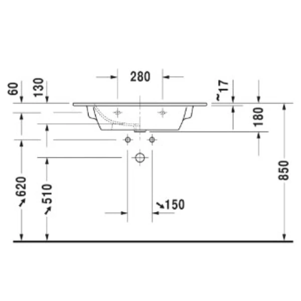 раковина полувстраиваемая/накладная duravit me by starc 83 см, 2336830000