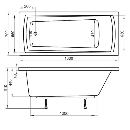 акриловая ванна ravak domino ‎plus 160x70 c621r00000 без гидромассажа