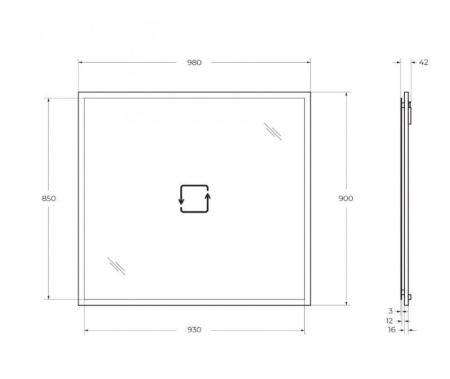 Зеркало Cezares 98х90 см Tiffany 45047 с LED-подсветкой и системой антизапотевания, Nero grafite