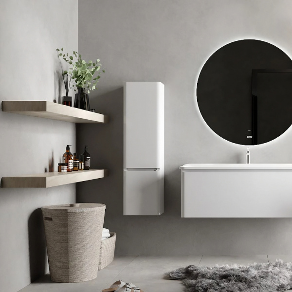 шкаф пенал aquame s4 33 aqm9004wh подвесной цвет белый глянцевый