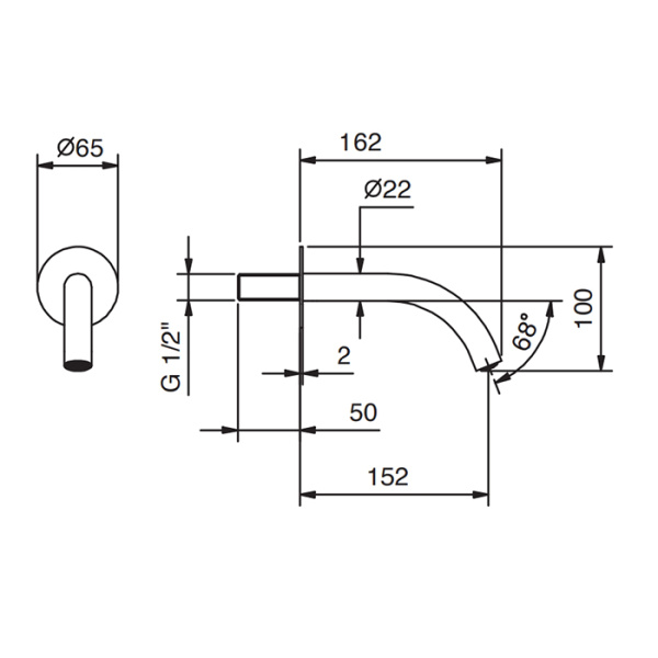 излив для ванны 15см fantini nice 65 02 w010 цвет хром