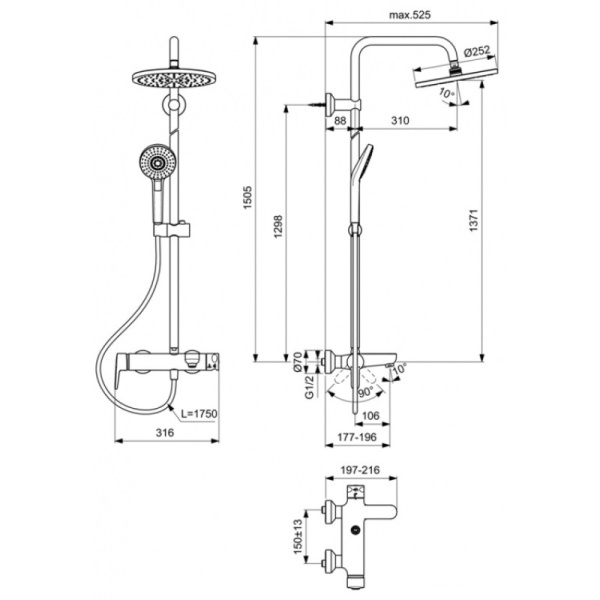 душевая система ideal standard eco evo b2267aa хром