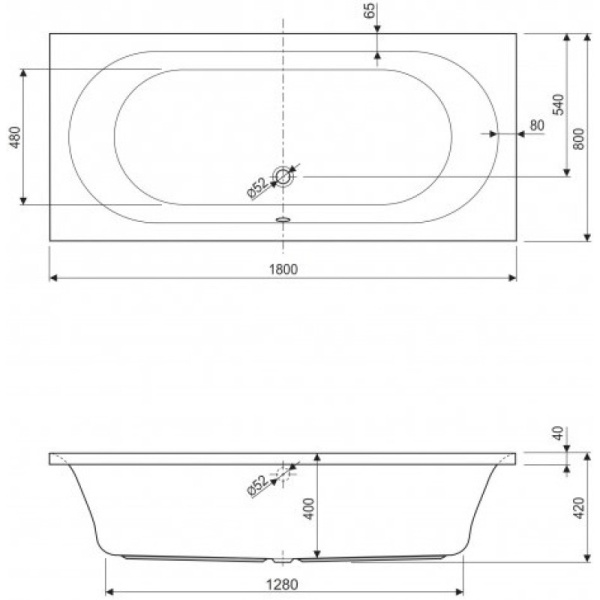 акриловая ванна 180x80 cezares metauro metauro-180-80-42-w37