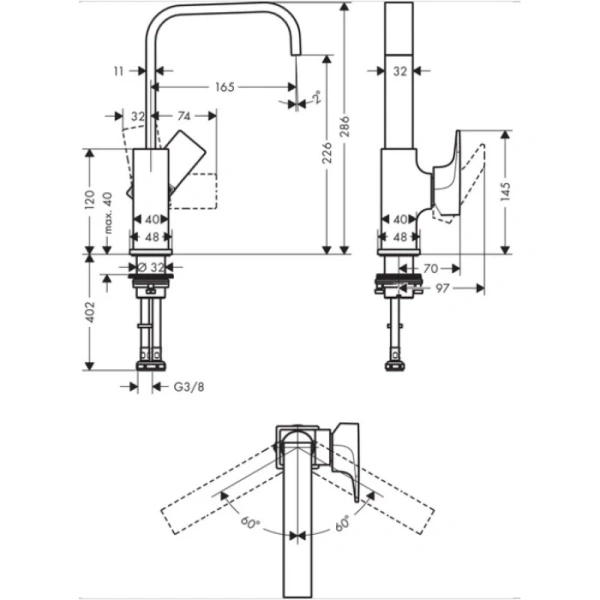 смеситель для раковины с донным клапаном hansgrohe metropol 32511000