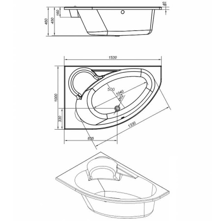 акриловая ванна cersanit kaliope 153x100 l 63441 без гидромассажа