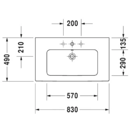раковина полувстраиваемая/накладная duravit me by starc 83 см, 2336830000