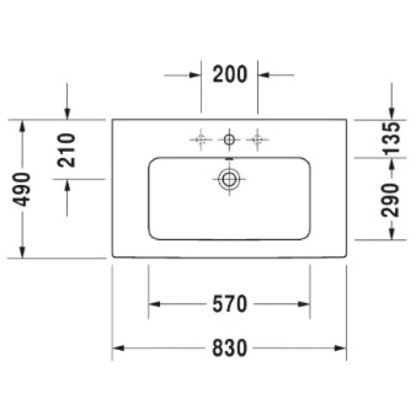 раковина полувстраиваемая/накладная duravit me by starc 83 см, 2336830000