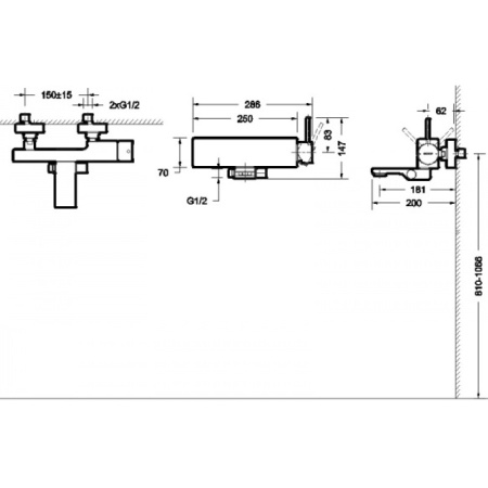 смеситель для ванны с душем bravat arc f66061k-01a-eng черный матовый