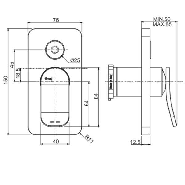 смеситель fima carlo frattini flo f3809e2or для душа, встраиваемый, с переключателем на 2 выхода, золото