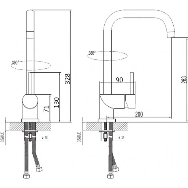 смеситель для кухни esko manila mnl 519 нержавеющая сталь