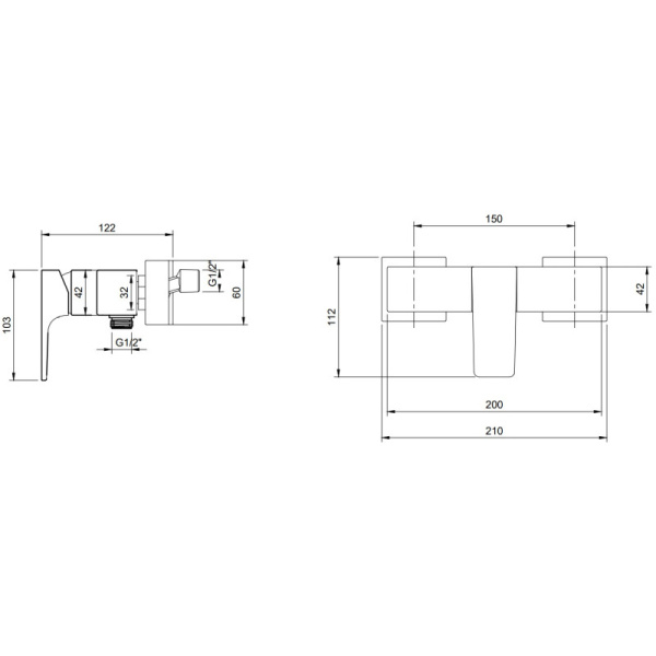 смеситель для душа villeroy&boch architectura square tvs125001000k5 черный матовый