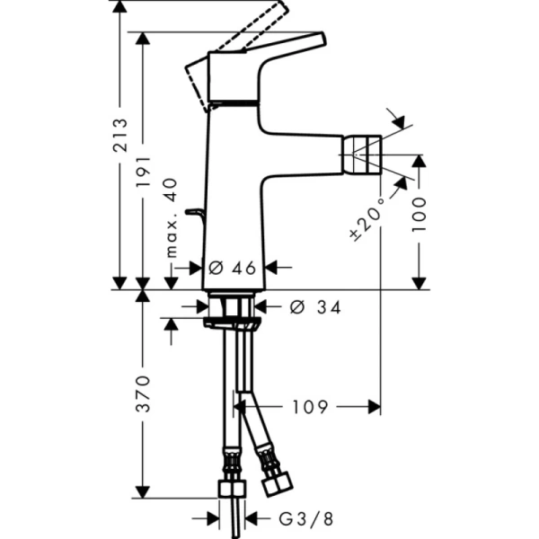 смеситель для биде с донным клапаном hansgrohe talis s 72200000