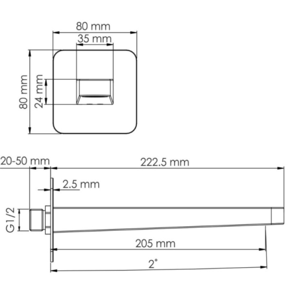 излив для ванны 205 мм wasserkraft ems a305