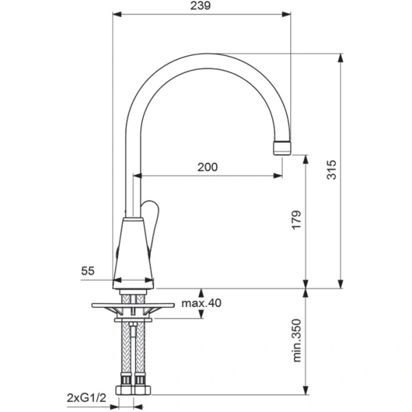 смеситель для кухни vidima orion ba365aa
