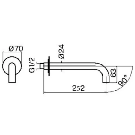 излив для ванны plumberia selection ixo spt0258bo 252 мм, белый матовый