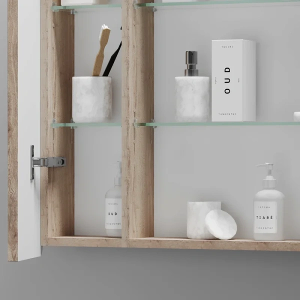 зеркало-шкаф sancos mirror 80 с подсветкой, дуб галифакс натуральный