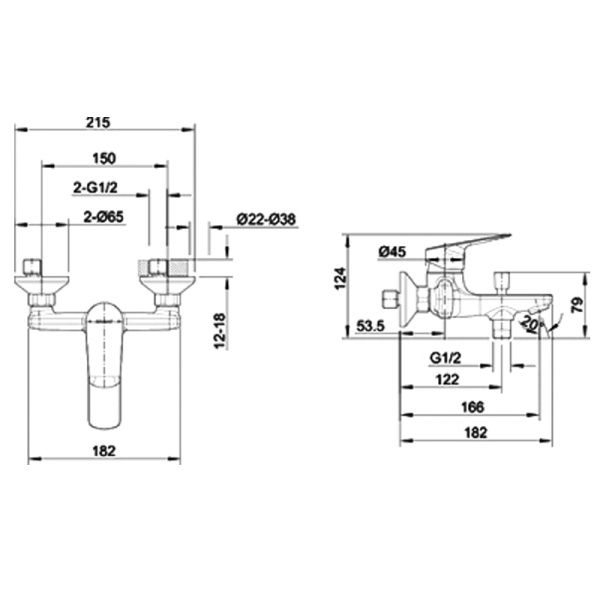 смеситель для ванны bravat rhein f6429564bw-01-eng матовый черный