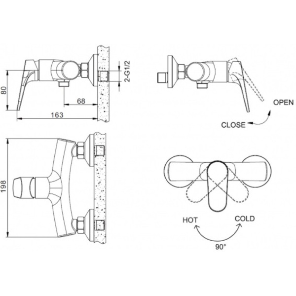 смеситель для душа bravat eler f9191238cp-01