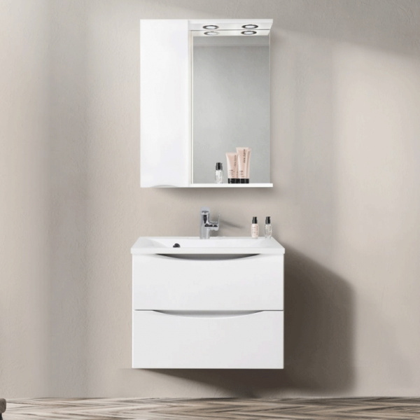 зеркальный шкаф belbagno marino-spc-700/750-1a-bl-p-l 70 с подсветкой bianco lucido