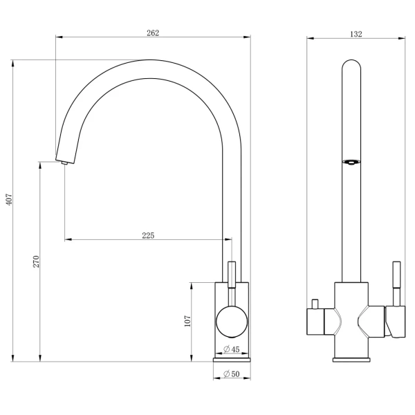 смеситель для кухни oliveeka ol-458022-mb с подключением к фильтру, черный матовый