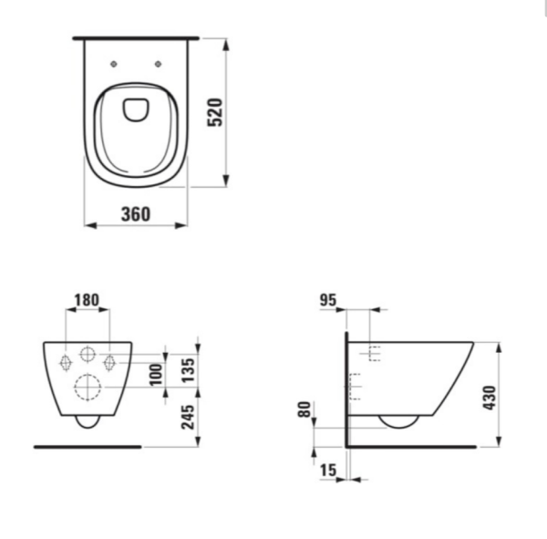 унитаз laufen lua 8.2008.0.000.000.1 подвесной, безободковый, без сиденья, 52x36 см, белый