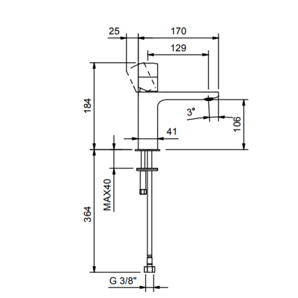 смеситель для раковины fantini nice 65 13 s004swf цвет: черный матовый