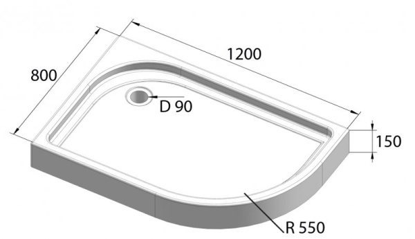 акриловый поддон для душа belbagno tray 120x80x15 tray-bb-rh-120/80-550-15-w-l белый l с антискользящим покрытием