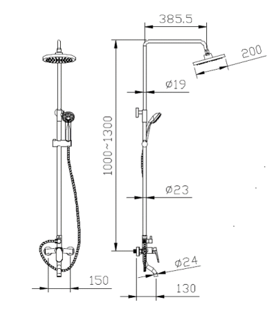 душевая система bravat eler со смесителем для ванны f6191238cp-a-rus