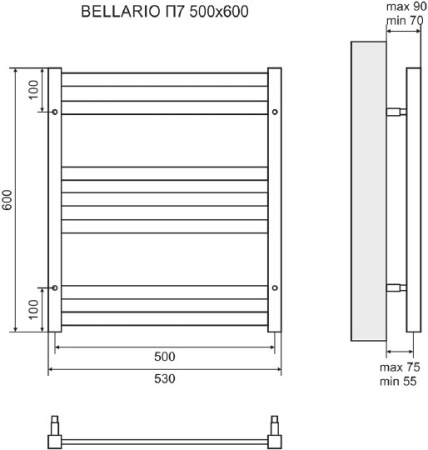 полотенцесушитель электрический lemark bellario п7 50x60