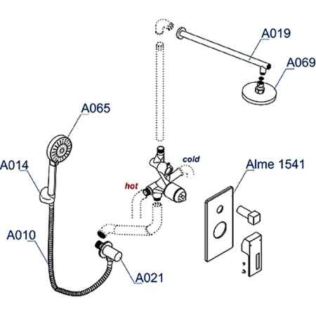 душевая система wasserkraft alme a16069 цвет хром