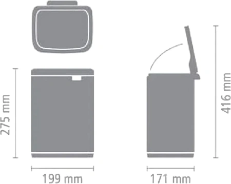 мусорное ведро brabantia bo 233708 4 л, минерально-графитовое