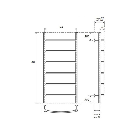 полотенцесушитель point афина п6 pn04158 водяной, 50x80 см, хром