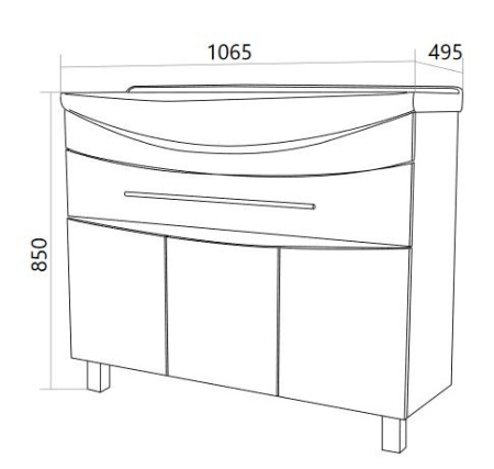 тумба под раковину 1marka lina classic new 105н 1в.я 3д белый глянец