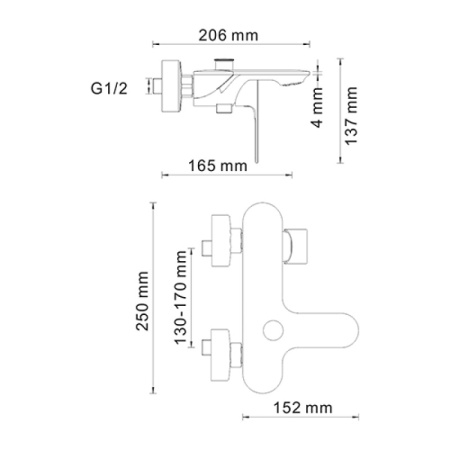 смеситель для ванны с душем wasserkraft dinkel 5801 цвет хром