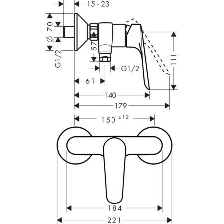 смеситель для душа hansgrohe logis e 71610000