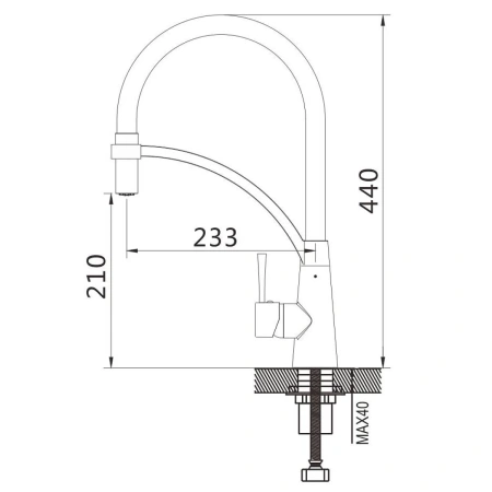смеситель для кухни shevanik s743-9 с гибким изливом, хром