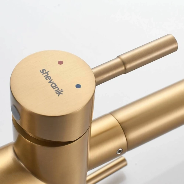 смеситель для кухни shevanik s468g с подключением к фильтру, золотой матовый