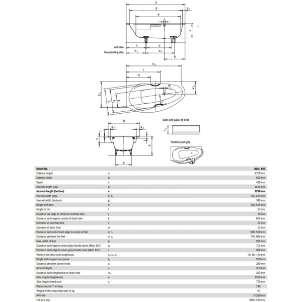 стальная ванна 170х90 см r kaldewei studio star 827-1 standard