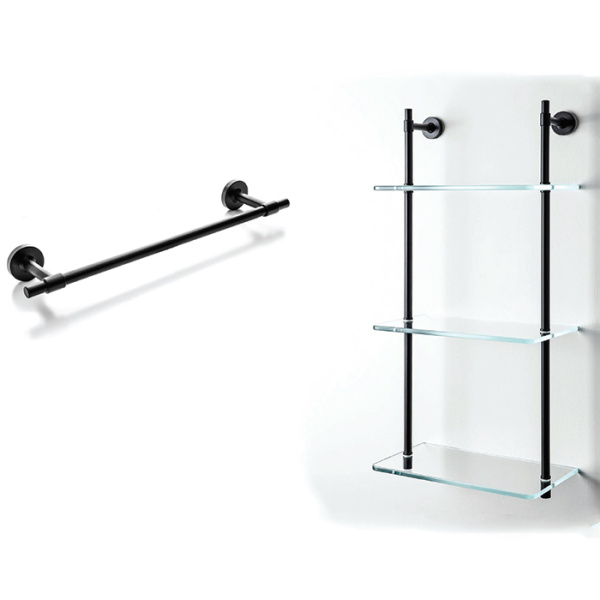 Стеллаж Bertocci Cinquecento 110 0540 0800 с 3 стеклянными полками 30х62см, подвесной, цвет: черный матовый