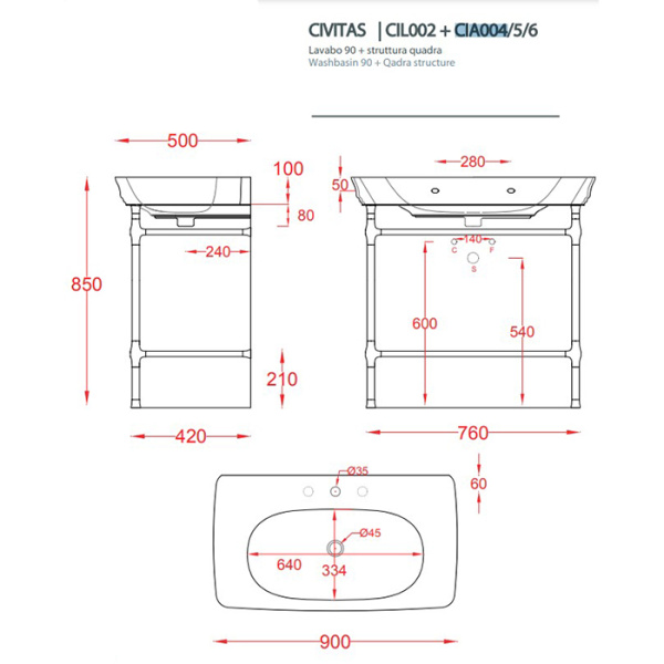 artceram civitas металическая структура quadra 76х44хh80,5см, напольная, цвет: розовое золото