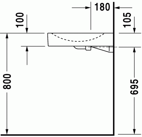 раковина подвесная 57.5 см duravit architec 0443580000