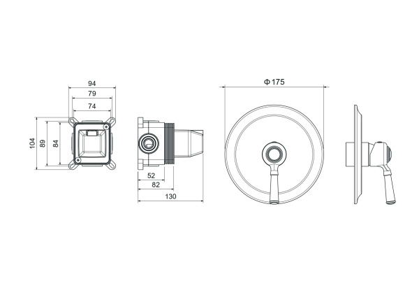 смеситель для душа aquatek классик aq1566mb, на 1 потребителя, с внутренней частью, цвет черный матовый