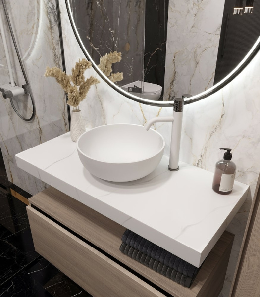 столешница под раковину boheme armadi art flat 100 869-100-clct белый мрамор